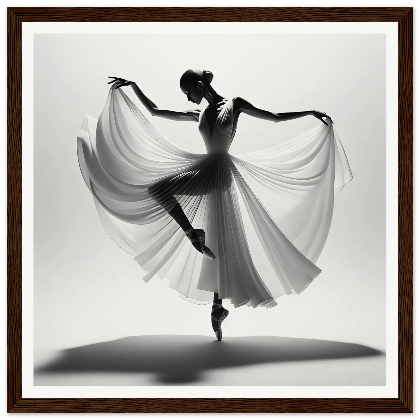 Silhouetted ballerina en pointe in flowing dress, part of Graceful Ballet Silence collection