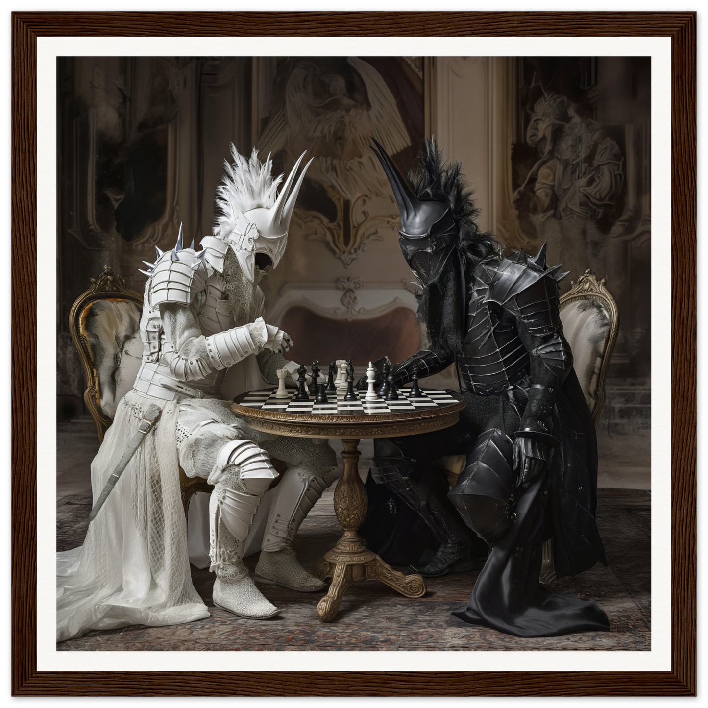 Two armored figures strategizing in Iron Clash Atlas special edition art