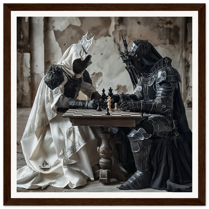 Two armored figures engaged in chess at a table from Mind’s Naissance Battle special edition art™