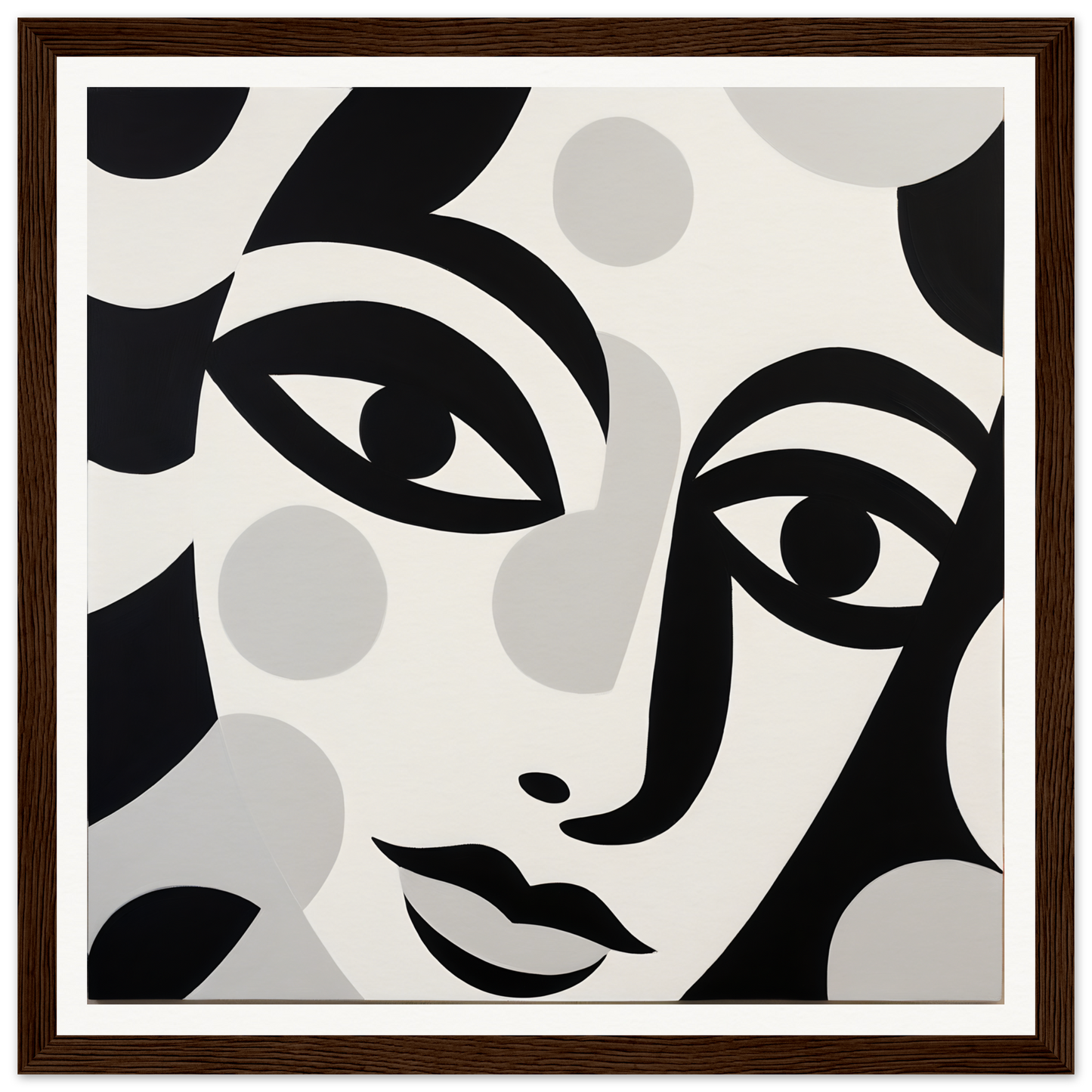 Abstract black and white artwork with curved lines for Mystic Visage Encounter framed poster art