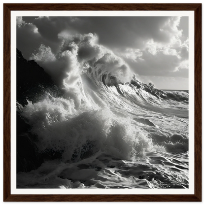 Powerful ocean wave crashing in black and white, part of Sublime Crest Odyssey art