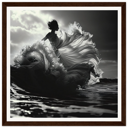 Silhouetted figure in swirling white fabric for Swirling Euphoria Dance art poster