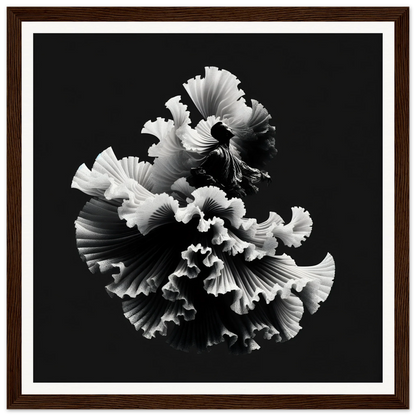 Delicate ruffled coral art in black and white for Swirling Euphoria Unbound