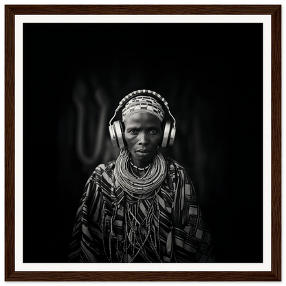 Striking black and white portrait in Tribal Why-Fi special edition art™ with jewelry