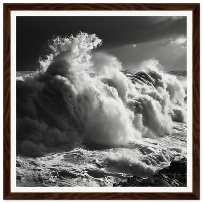 Powerful ocean wave crashing on rocks in Wave’s Celestial Rave special edition art™