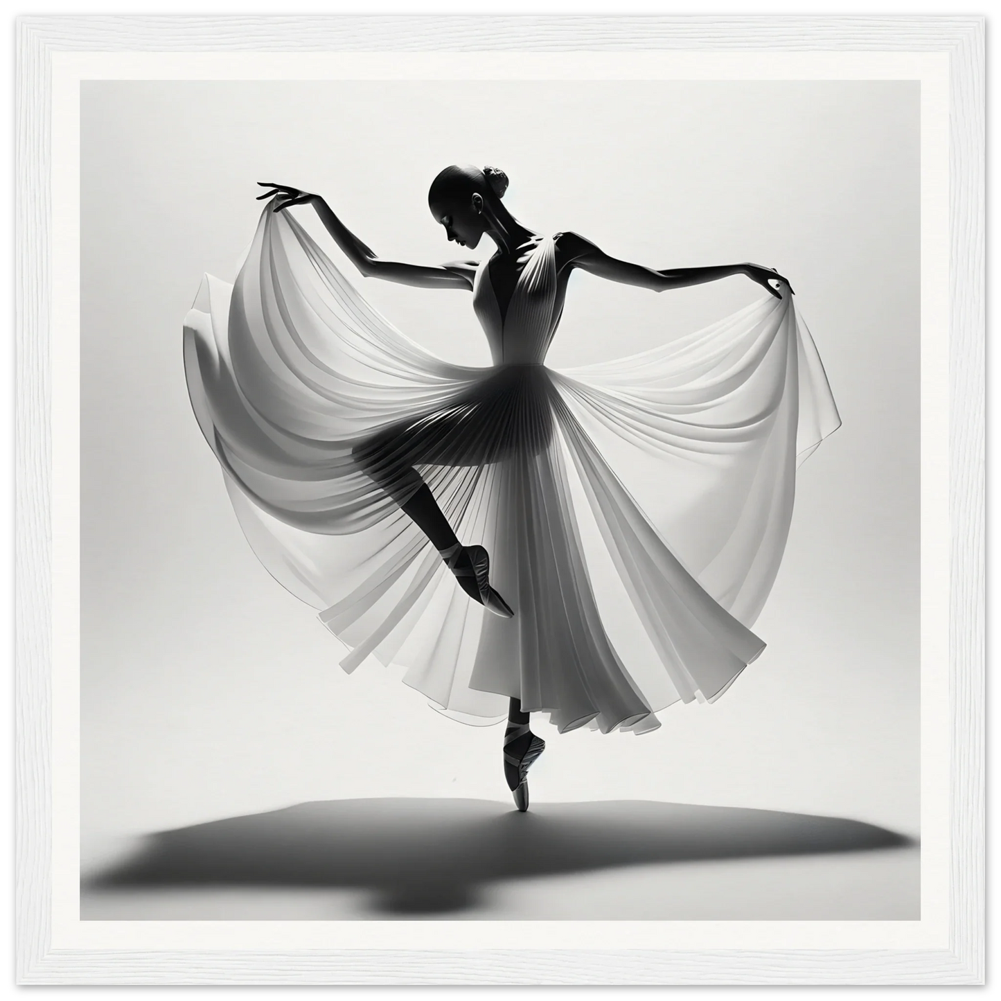 Silhouette of a ballerina in a flowing white dress for Ballerina Ethereal Dance