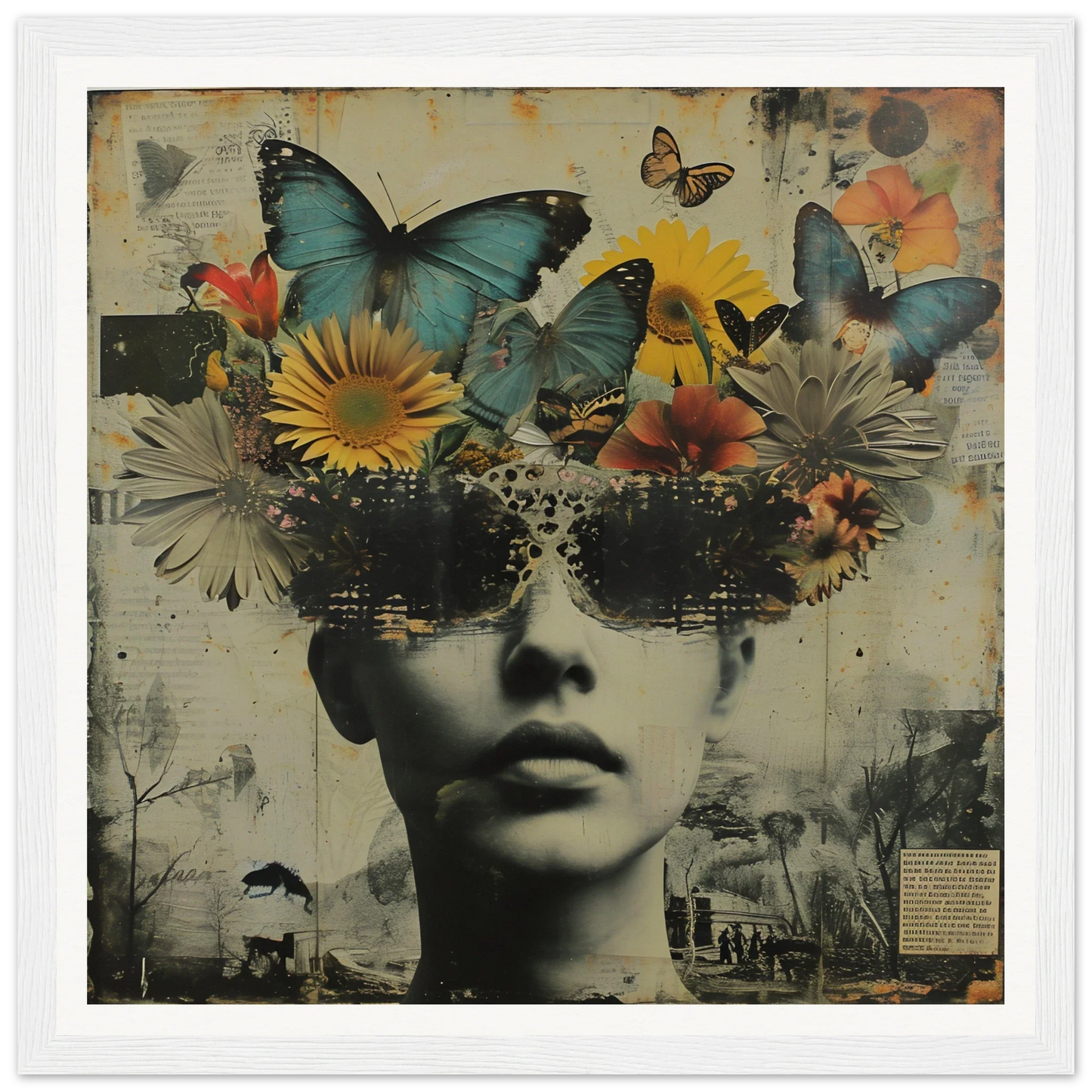 Artistic portrait with butterflies and flowers from a Butterfly Dream Visage design