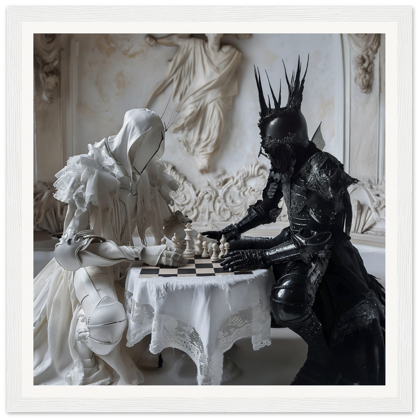 Two figures in white and black armor playing chess, Chess Rhapsody Duality special edition art™