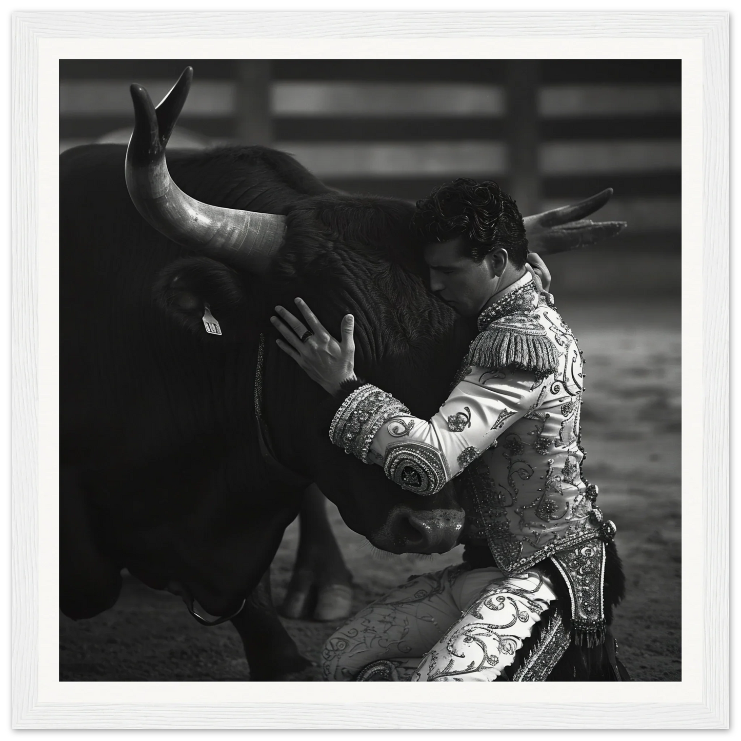 Matador in ornate suit facing bull in Harmonious Grief Dance special edition art™