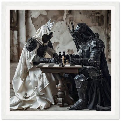 Two medieval figures enjoying a chess game in Mind’s Naissance Battle special edition art™