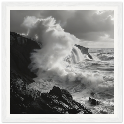 Powerful ocean waves smash rocky cliffs in Nature’s Whispered Conquest special edition art™