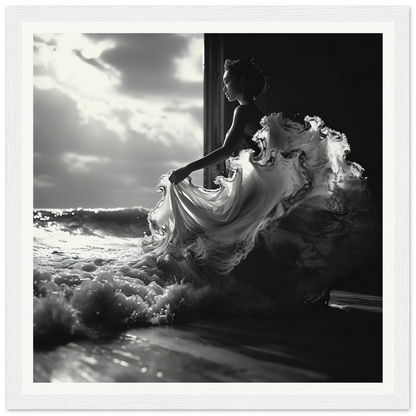 Flowing white fabric in silhouette from Seas Dream Salutations special edition art™