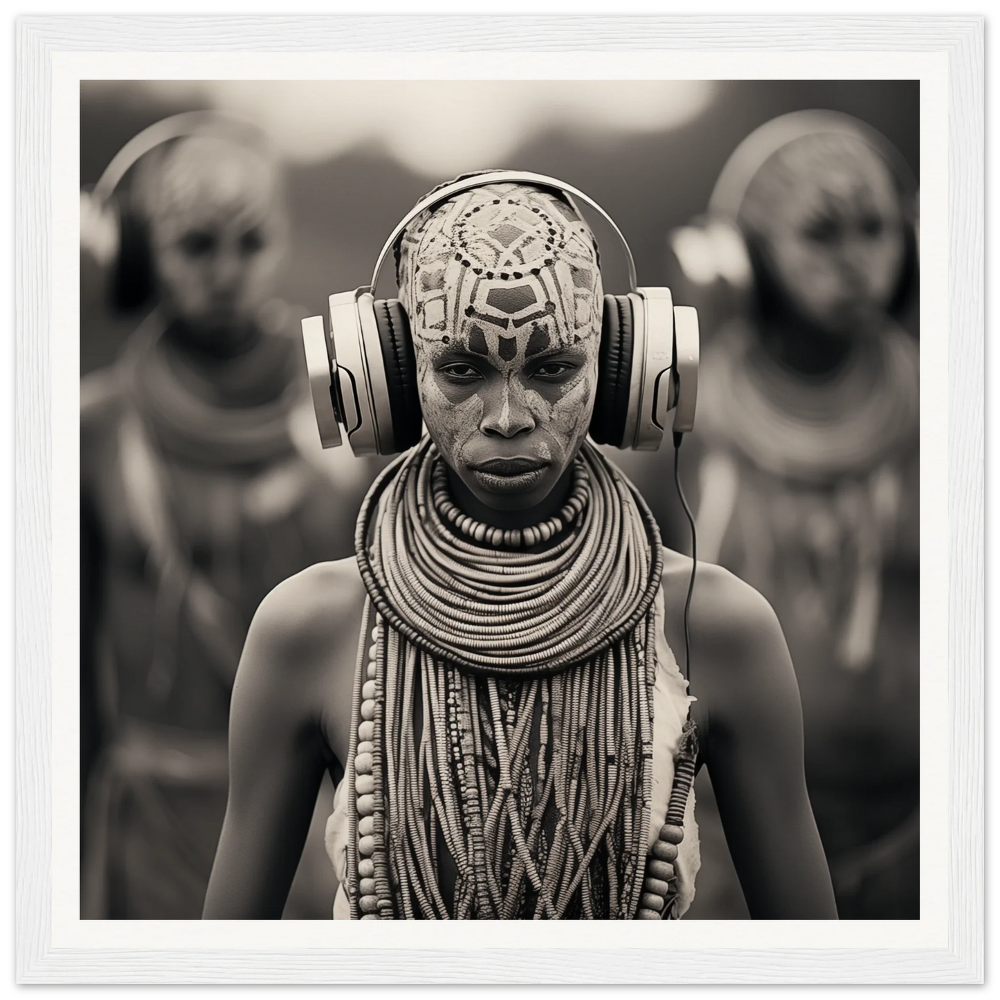 Tribal member in gas mask and traditional gear for Tribal Signal Symphony art™