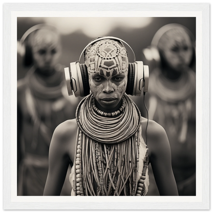 Tribal member in gas mask and traditional gear for Tribal Signal Symphony art™