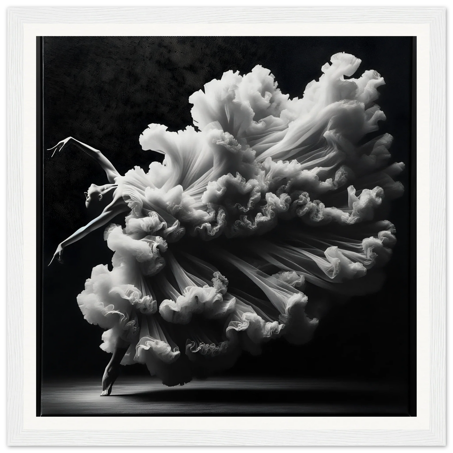 Dancer in motion with fabric creating clouds for Whirling Mystic Revelry framed posters