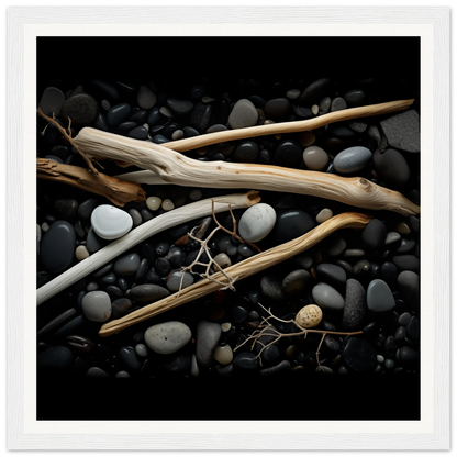 Driftwood and river rocks in Whispers Earthward Serenade special edition art™