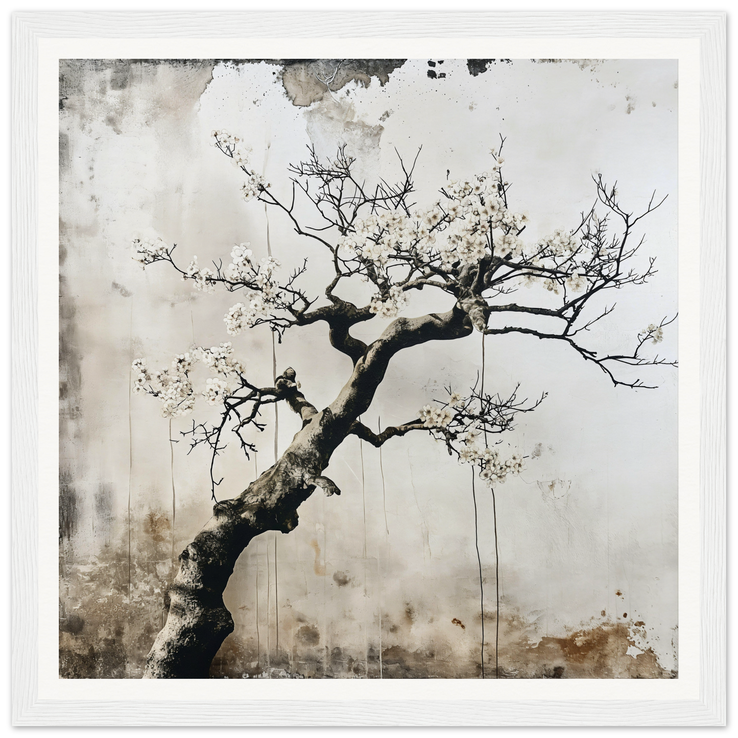 Twisted branch with blossoms in Blossom Yin Reverie framed wall art