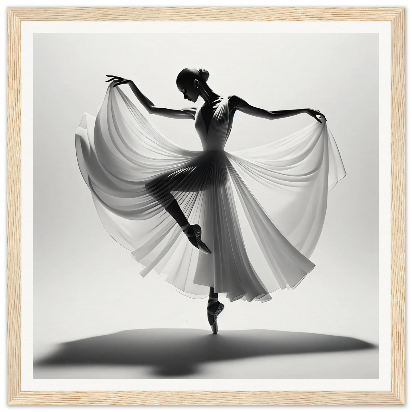 Graceful ballerina in white dress mid-twirl for Ballerina Ethereal Dance art™