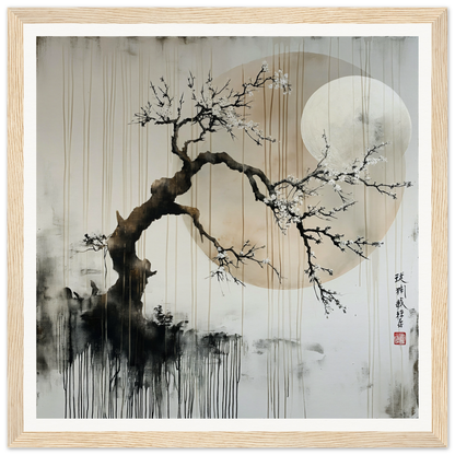 Twisted plum blossom branch with white flowers under a full moon from Cosmic Serenade