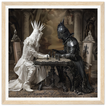 Two armored figures in white and black playing chess from Chess Diabolic Harmonies