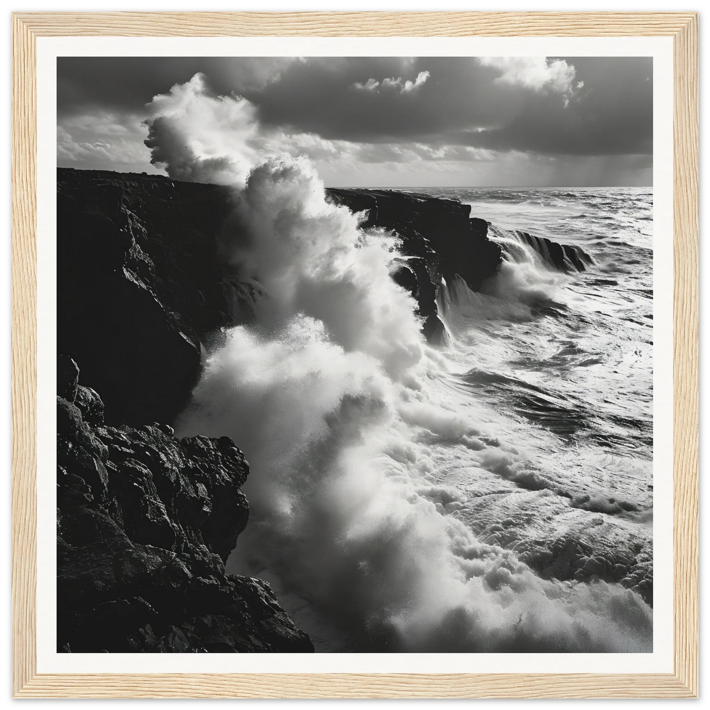 Powerful ocean waves crash on cliffs in Ocean’s Rhapsody Reflections special edition art