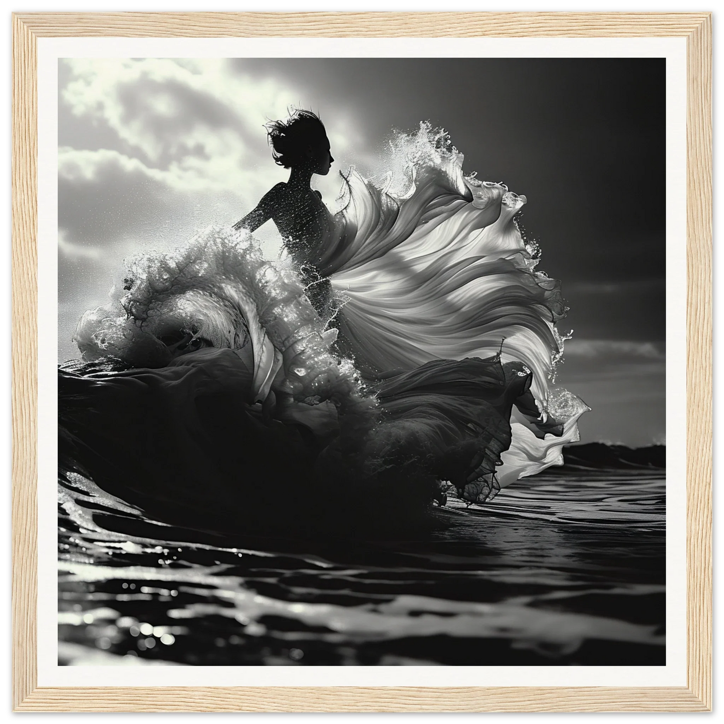 Silhouetted figure in swirling fabric ocean wave from Swirling Euphoria Dance art