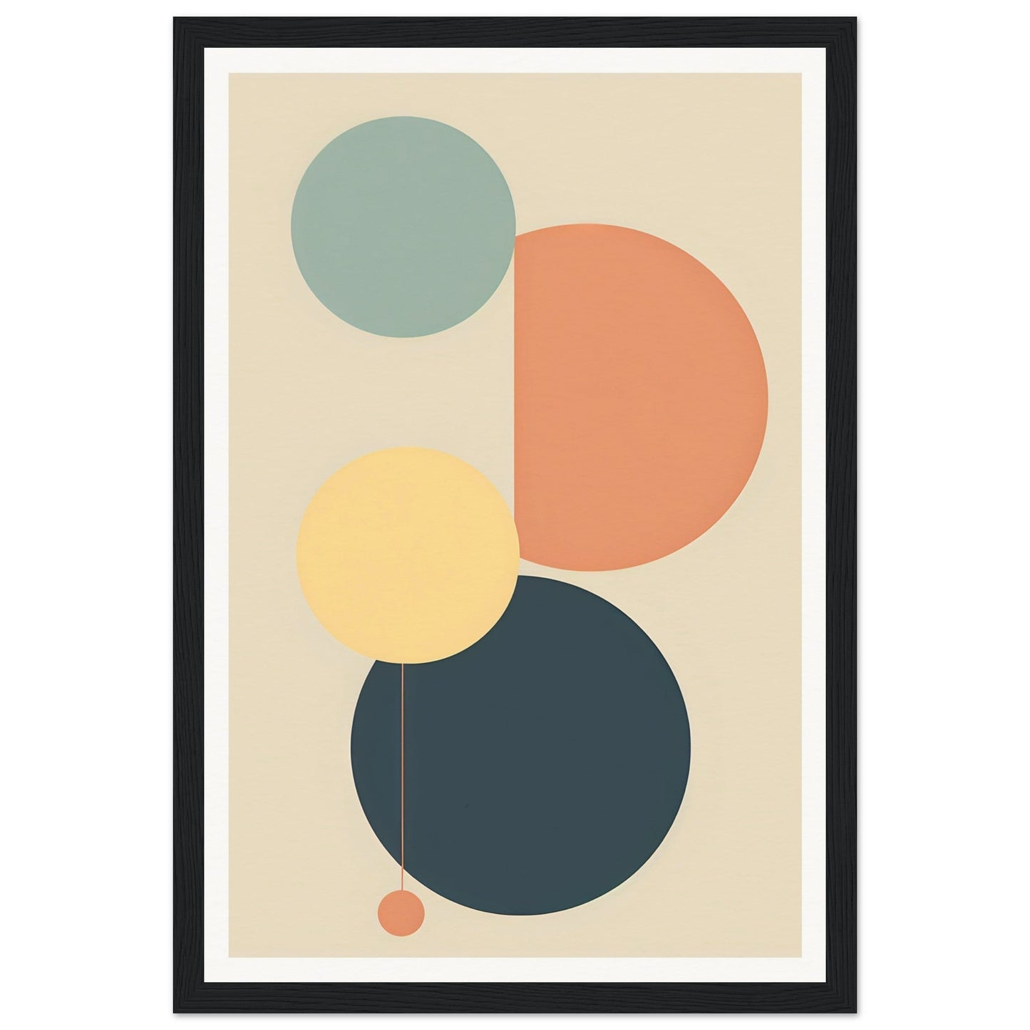 Abstract geometric artwork featuring overlapping circles in muted colors.