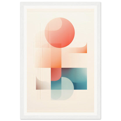 Abstract geometric composition featuring overlapping circles and rectangles in soft pastel colors.