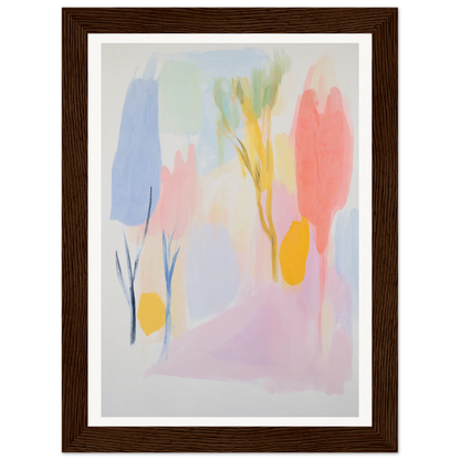 Framed wall art with pastel brushstrokes, perfect for room decor.