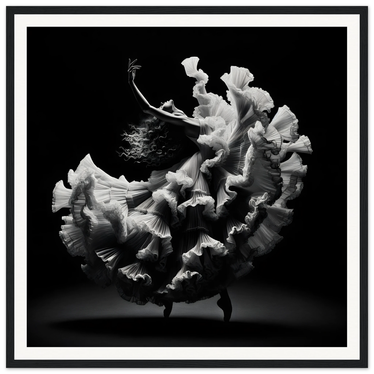 Flowing white dress in motion, part of Ecstatic Twirl Shadows special edition art™