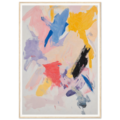 Framed abstract painting with colorful, bold brushstrokes, perfect for room decor.