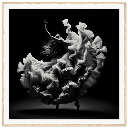 Flowing white ruffled fabric in a swirl from Ecstatic Twirl Shadows special edition art™