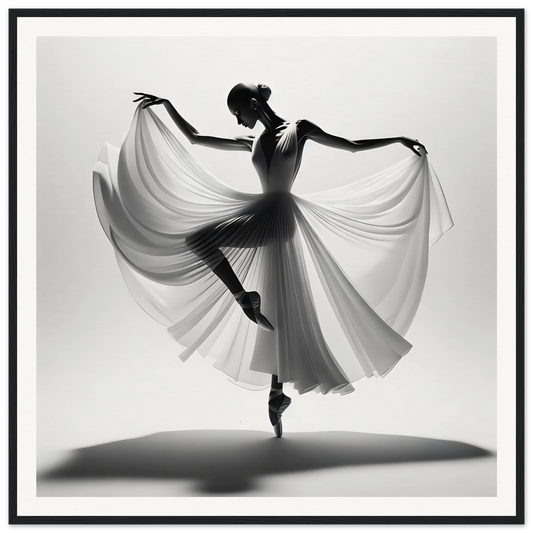 Silhouette of a graceful ballerina mid-leap, showcasing Ballerina Ethereal Dance art