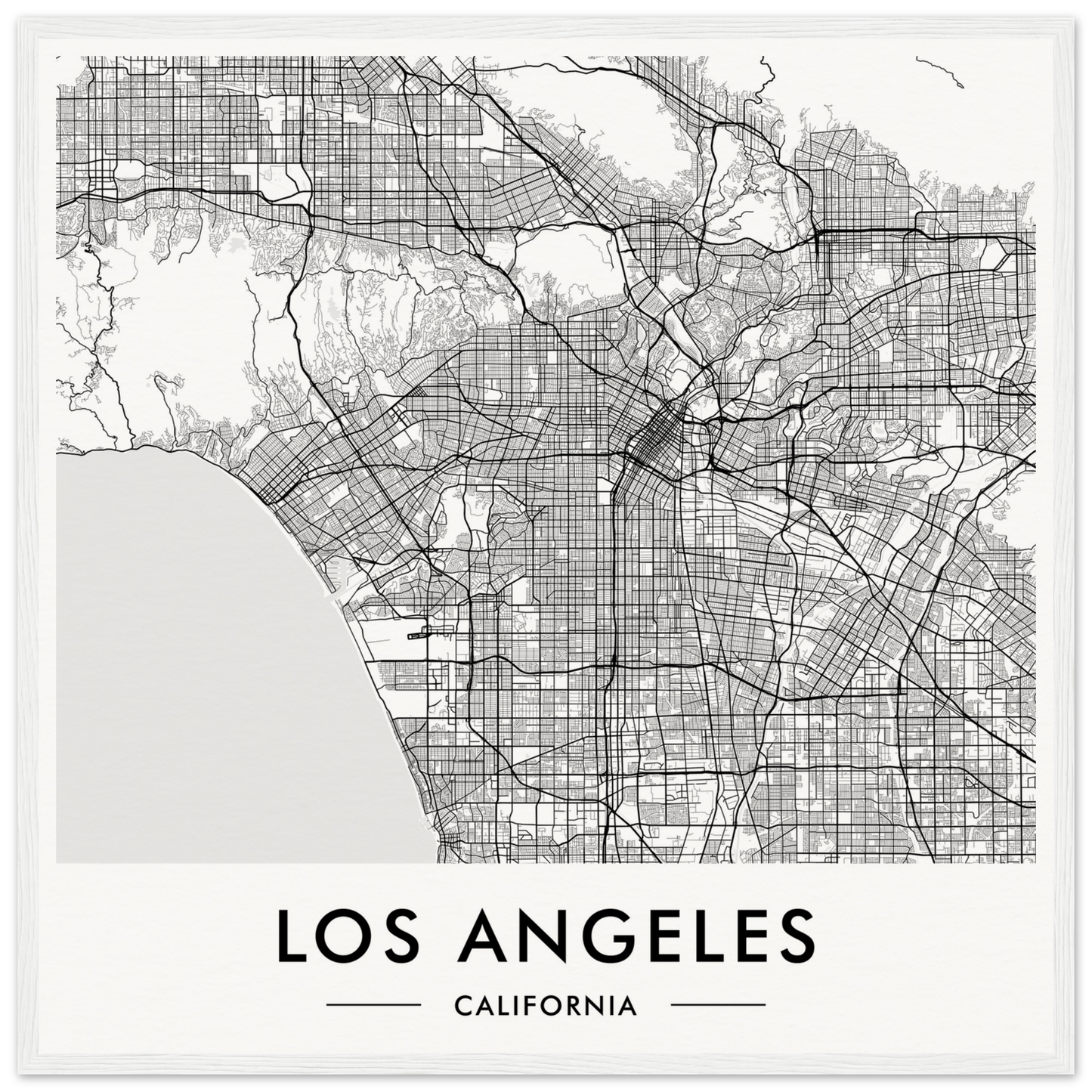 Map of Los Angeles, California, showing its street grid and urban layout.