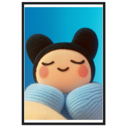 Framed Skybound Plush Reverie wall art with a whimsical character, perfect for home and cool room decor, adding joy and style.