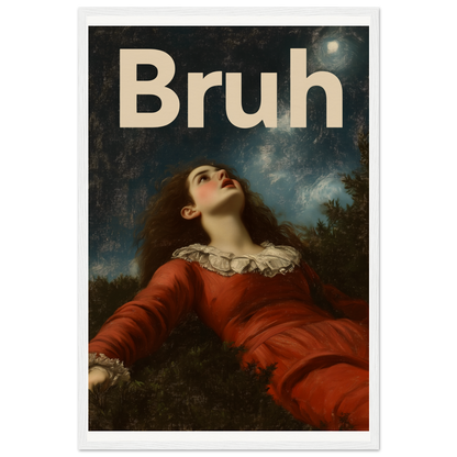 Elegantly framed "Bruh Night Bewilderment" art piece, blending classic elegance and humor, perfect for stylish wall and home decor.