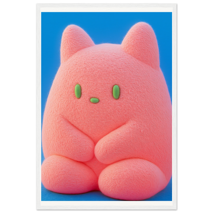 Plush Pink Cosmos wall art featuring a whimsical, rounded character with a shy pose; ideal for stylish home and cool room decor.