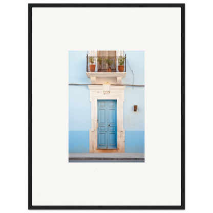 Blue wooden door with white stone trim, part of the Ethereal Azul Entrance collection