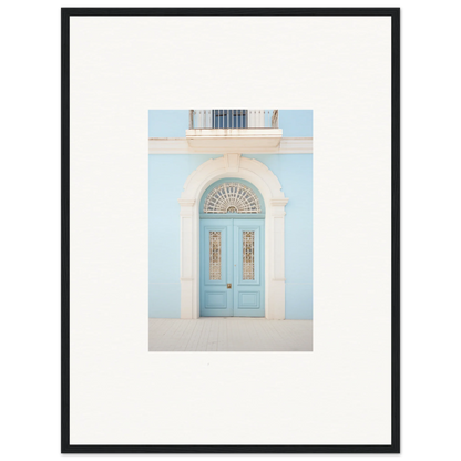 Light blue ornate door with arched fanlight for Delphinium Dream Portal art