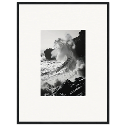 Powerful ocean wave crashes on rocky cliffs in Incandescent Wave Tribute art piece