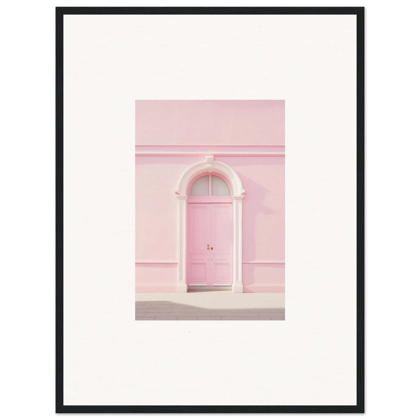 Vibrant pink door with white trim in Pearly Baccarat Dream framed wall art