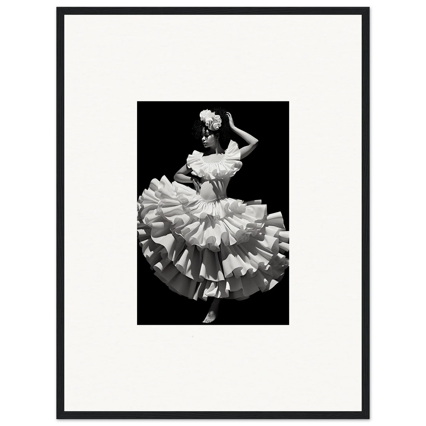 Dancer in ruffled white dress twirling in Curves Dreamscape Illuminated special edition art™