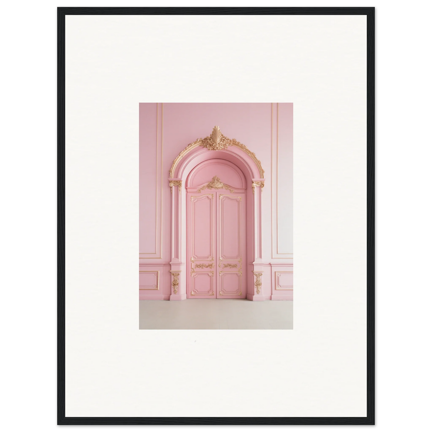 Ornate pink door with gold accents in Paris Dreams Frame special edition art™ design