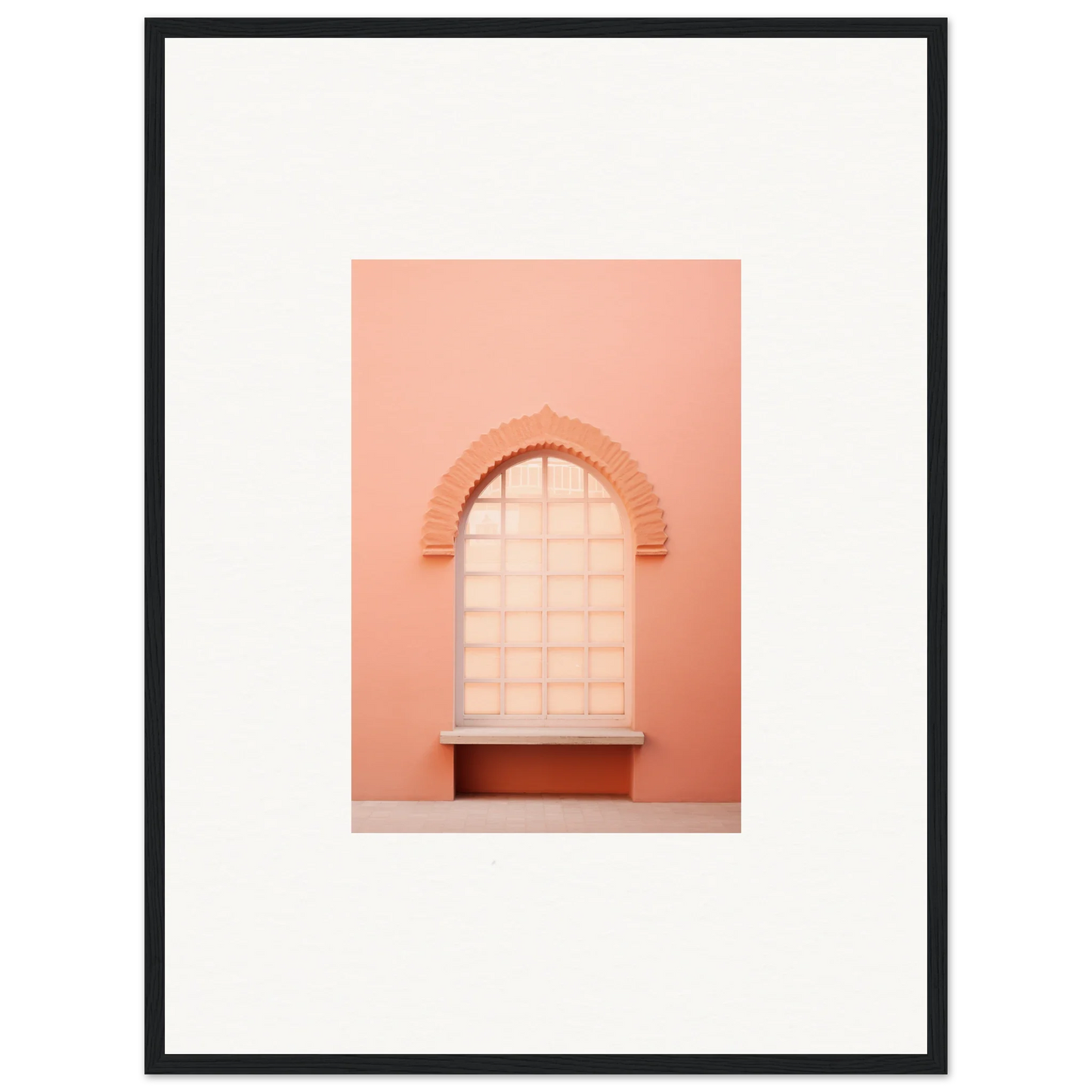 Arched window alcove with a pink-peach wall from Windows Morning Whisper framed wall art