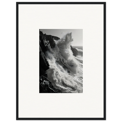 Powerful ocean wave crashing on cliffs in Tempest Winks Reverie special edition art™