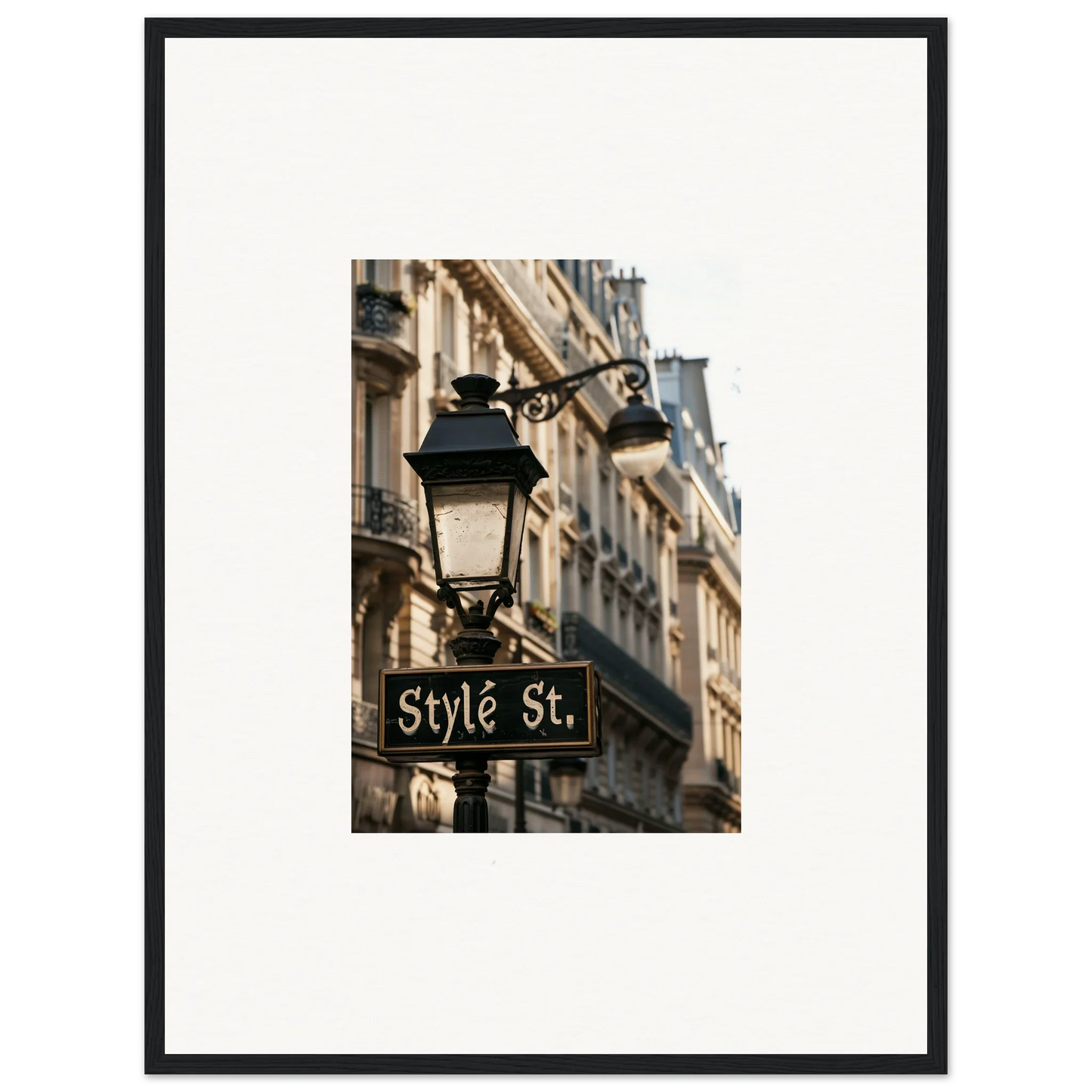 Street sign Style St and ornate lamp post for stylish room decoration wall art