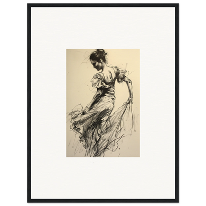 Expressive charcoal sketch of a dancer for Gyroscopic Baudelo Bacon framed wall art