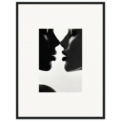 Two silhouetted profiles in an intimate pose on a premium framed wall art