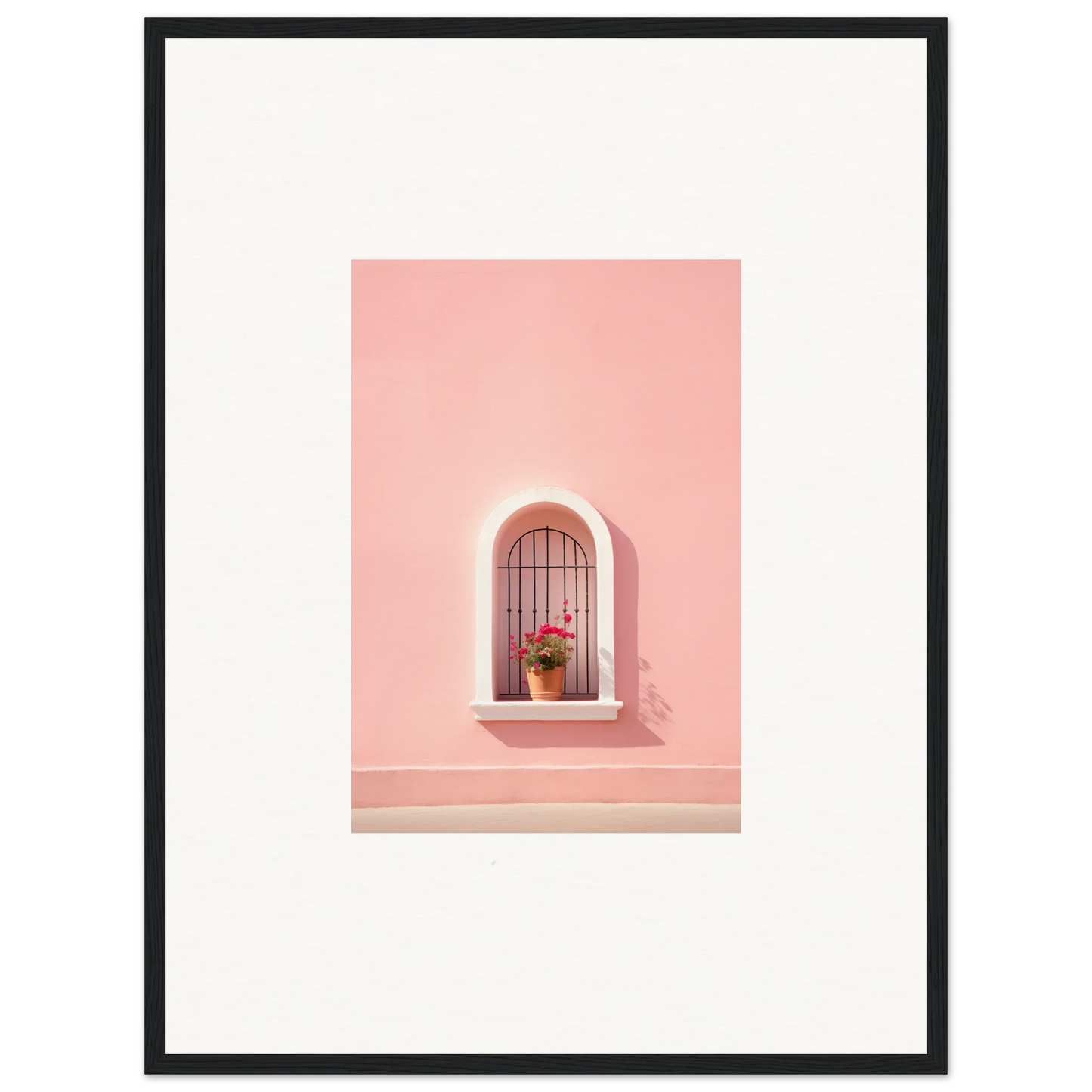 Arched window with metal bars and pink flower from Sunset Silhouette Romance art