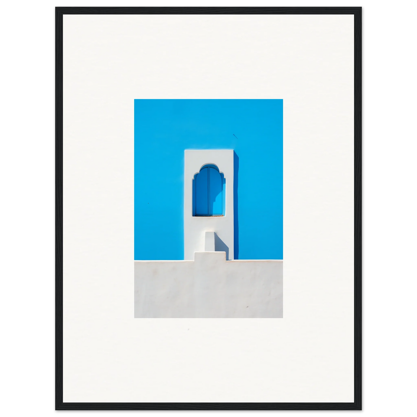 Minimalist photo of a white archway under a bright blue sky for Oikos Cerulean Aperturearches